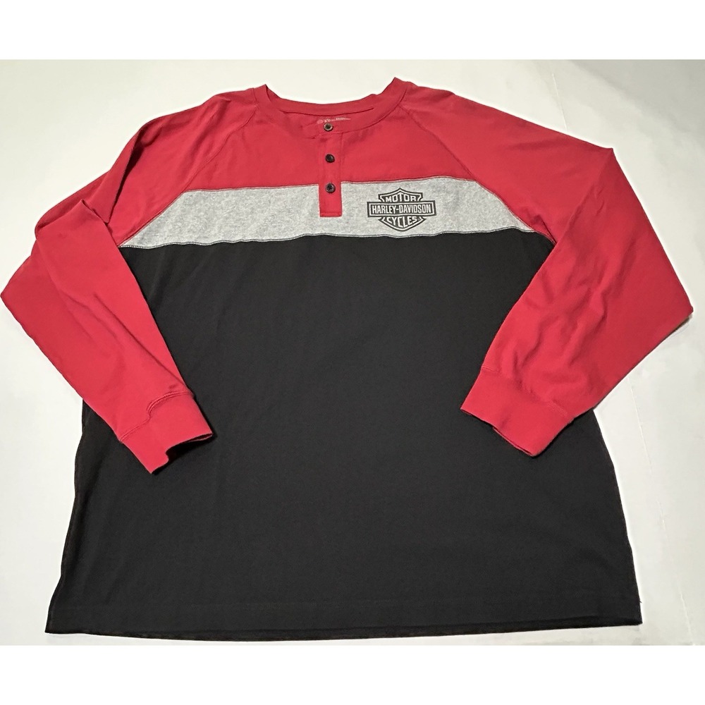 Harley Davidson Darting Henley Colorblock Long Sleeve Shirt Mens 2XL
